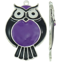 Zinc Alloy Animal Pendants Owl silver color plated enamel nickel lead & cadmium free Approx 2.5mm Sold By Bag