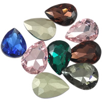 Parche de Diamantes de Imitacion, Cristal, Gota, espalda rivoli & facetas, color mixto, 18x25mm, 60PCs/Bolsa, Vendido por Bolsa