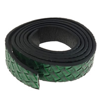 Cuerdas de Cuero, textura, verde, 18x2mm, longitud aproximado 20 m, 20Strandsfilamento/Bolsa, Vendido por Bolsa