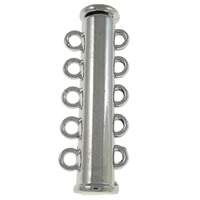 Zinc Alloy Slide Lock Sluiting, platinum plated, 5 streng, nikkel, lood en cadmium vrij, 11x31x7mm, Gat:Ca 2mm, 50pC's/Bag, Verkocht door Bag
