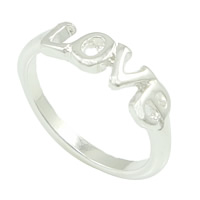 Zinc Alloy Finger Ring, woord liefde, silver plated, nikkel, lood en cadmium vrij, 5mm, Maat:7, 200pC's/Lot, Verkocht door Lot