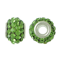 Rhinestone Clay Pave Beads Brass with Rhinestone Clay Pave Rondelle platinum color plated with 48 pcs rhinestone green nickel lead & cadmium free Approx 3mm Sold By Lot