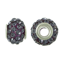 Rhinestone Clay Pave Beads Brass with Rhinestone Clay Pave Rondelle platinum color plated with 48 pcs rhinestone dark purple nickel lead & cadmium free Approx 3mm Sold By Lot