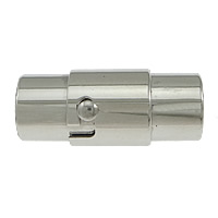 Edelstahl Magnetverschluss, Zylinder, originale Farbe, 18x7x8mm, Bohrung:ca. 5mm, Innendurchmesser:ca. 4mm, 20PCs/Menge, verkauft von Menge
