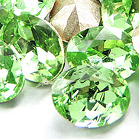 Cabochões de cristal, Oval, cromado de cor prateada, Rivoli volta & facetada, maçã verde, níquel, chumbo e cádmio livre, 18x25mm, 75PCs/Bag, vendido por Bag