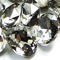 Parche de Diamantes de Imitacion, Cristal, Óvalo, chapado en color de plata, facetas, Gris, 13x18mm, 168PCs/Bolsa, Vendido por Bolsa