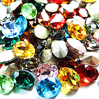 Kristall Cabochons, Oval, silver pläterad, fasetterad, blandade färger, 18x25mm, 75PC/Bag, Säljs av Bag