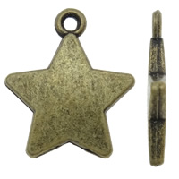 Cink ötvözet csillag medál, antik bronz színű bevonattal, nikkel, ólom és kadmium mentes, 16x19mm, Lyuk:Kb 1mm, 200PC-k/Bag, Által értékesített Bag