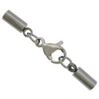 Stainless Steel Lobster Claw Cord Clasp with end cap original color 28mm Approx 2.5mm Sold By Lot