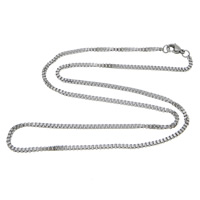 Stainless Steel Chain halskæde, boks kæde, oprindelige farve, 1.50x1.20x0.20mm, Længde Ca. 18 inch, 50Strands/Lot, Solgt af Lot
