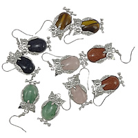 Natural Gemstone Earrings Zinc Alloy with Gemstone brass earring hook platinum color plated mixed nickel lead & cadmium free Sold By Lot