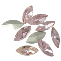 Cabochons en cristal, oeil de cheval, dos de Rivoli & facettes, quartz rose lumineux, 7x15mm, 288PC/sac, Vendu par sac
