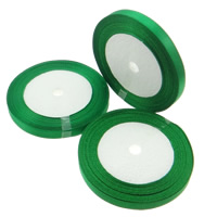 Атласная лента, Сатиновая лента, зеленый, 10mm, 30ПК/Лот, 22м/PC, продается Лот