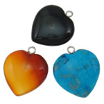 Gemstone Hängen Smycken, Ädelsten, naturlig, blandad, 20x23x7mm, Hål:Ca 2mm, 20PC/Lot, Säljs av Lot