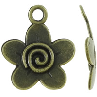Zinc Alloy Flower Pendler, antik bronze farve forgyldt, nikkel, bly & cadmium fri, 18x21x2mm, Hole:Ca. 2.5mm, Ca. 1000pc'er/KG, Solgt af KG