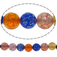 Naturlige regnbue Agate perler, Rainbow Agate, Runde, facetteret & knitren, 8mm, Hole:Ca. 0.8-1mm, Længde Ca. 15 inch, 10Strands/Lot, 48pc'er/Strand, Solgt af Lot
