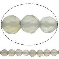 Perline naturali in agata grigio, Cerchio, sfaccettati, 4mm, Foro:Appross. 0.5mm, Lunghezza Appross. 14.5 pollice, 20Strandstrefolo/lotto, 92/filo, Venduto da lotto