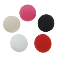 ABS Plastic Shank Button, met Doek, Rond plat, gemengde kleuren, 20mm, 50pC's/Bag, Verkocht door Bag