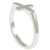 Zinc Alloy Finger Ring, Oversteken, silver plated, nikkel, lood en cadmium vrij, 15x8mm, Gat:Ca 6mm, Maat:7, 100pC's/Lot, Verkocht door Lot