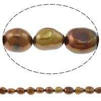 Baroko Kultūringas gėlavandenių perlų karoliukai, Gėlo vandens perlų, Barokas, kavos spalvos, 6-7mm, Skylė:Apytiksliai 0.8mm, Parduota už Apytiksliai 14.5 Inch Strand