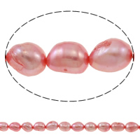 Baroko Kultūringas gėlavandenių perlų karoliukai, Gėlo vandens perlų, Barokas, rožinis, 7-8mm, Skylė:Apytiksliai 0.8mm, Parduota už Apytiksliai 15 Inch Strand