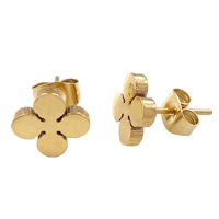 Stainless Steel Stud Earring, Flower, gold color plated, 8x8mm, 30Pairs/Lot, Sold By Lot