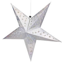 Christmas Decoration, Laser Paper, with Wax Cord & Plastic, Star, Christmas jewelry, silver color, 300mm, 30PCs/Lot, Sold By Lot