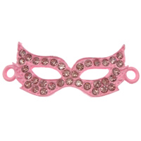 Zinc Alloy Connector Mask stoving varnish with rhinestone & 1/1 loop pink nickel lead & cadmium free Approx 2.5mm Sold By Lot