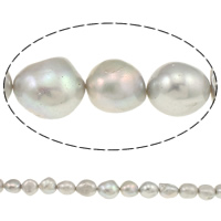 Bulvių išauginti gėlavandenių perlų karoliukai, Gėlo vandens perlų, Bulvė, pilkas, 12-16mm, Skylė:Apytiksliai 0.8mm, Parduota už Apytiksliai 14.5 Inch Strand