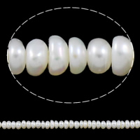 Knap ferskvandskulturperle Beads, Ferskvandsperle, Button, naturlig, hvid, 3-4mm, Hole:Ca. 0.8mm, Solgt Per Ca. 16 inch Strand