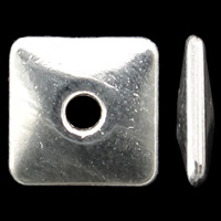Плоские бусины из цинкового сплава, цинковый сплав, Квадратная форма, плакированный цветом блестящего серебра, не содержит никель, свинец, 8x1.5mm, отверстие:Приблизительно 2mm, 2Сумки/Лот, Приблизительно 1250ПК/сумка, продается Лот