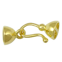 Brass Hook és Eye Clasp, Sárgaréz, arany színű aranyozott, A sapka, nikkel, ólom és kadmium mentes, 22x8x8mm, Lyuk:Kb 6.5mm, 100készletek/Lot, Által értékesített Lot