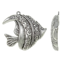 Tibetan Style Animal Pendants, Fish, antique silver color plated, nickel, lead & cadmium free, 37x35x6mm, Hole:Approx 2mm, Approx 135PCs/KG, Sold By KG