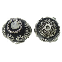Indonesien Beads, med Zinc Alloy, antik sølv farve forgyldt, med rhinestone, nikkel, bly & cadmium fri, 15x17x15mm, Hole:Ca. 2mm, 100pc'er/Bag, Solgt af Bag