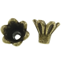 Zinklegierung Perlenkappe, Blume, antike Bronzefarbe plattiert, frei von Nickel, Blei & Kadmium, 5x4.5mm, Bohrung:ca. 1mm, ca. 5000PCs/kg, verkauft von kg