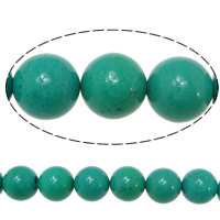 Turquoise Kralen, Synthetische Turquoise, Ronde, diepgroene, 8mm, Gat:Ca 1.5mm, Lengte Ca 16 inch, 10strengen/Lot, Ca 50pC's/Strand, Verkocht door Lot
