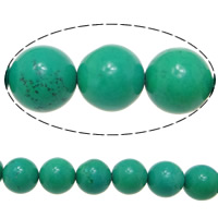 Turquoise Kralen, Synthetische Turquoise, Ronde, groen, 10mm, Gat:Ca 1.5mm, Lengte Ca 16 inch, Ca 13strengen/KG, Ca 40pC's/Strand, Verkocht door KG