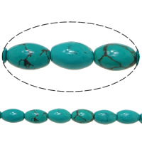 Turquoise Kralen, Synthetische Turquoise, Ovaal, turkoois blauw, 10x7mm, Gat:Ca 1mm, Lengte Ca 16 inch, 10strengen/Lot, Ca 41pC's/Strand, Verkocht door Lot