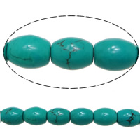 Turquoise Kralen, Synthetische Turquoise, Ovaal, turkoois blauw, 10x8mm, Gat:Ca 1mm, Lengte Ca 16 inch, 10strengen/Lot, Ca 41pC's/Strand, Verkocht door Lot