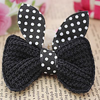 Fashion Decoration Flowers Wool with Cloth Bowknot with round spot pattern black Sold By Lot