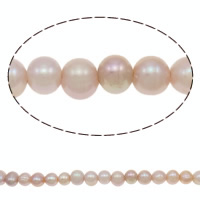 Baroko Kultūringas gėlavandenių perlų karoliukai, Gėlo vandens perlų, Bulvė, natūralus, rožinis, 9-10mm, Skylė:Apytiksliai 0.8mm, Parduota už 15 Inch Strand