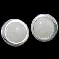 Hartsi Shank Button, kanssa ABS-muovia, Litteä pyöreä, valkoinen, 21mm, 50PC/laukku, Myymät laukku