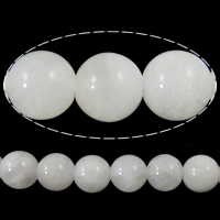 Natuurlijke maansteen kralen, Ronde, 6mm, Gat:Ca 0.8mm, Lengte Ca 15 inch, 5strengen/Lot, Ca 60pC's/Strand, Verkocht door Lot