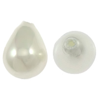 South Sea Shell perler, Teardrop, naturlig, hvid, 10x14mm, Hole:Ca. 1mm, 100pc'er/Lot, Solgt af Lot