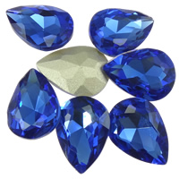 Parche de Diamantes de Imitacion, Cristal, Gota, espalda rivoli & facetas, Zafiro, 18x25mm, 60PCs/Bolsa, Vendido por Bolsa