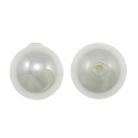 Halvdelen Boret South Sea Shell perler, Runde, naturlig, halv-boret, hvid, 6mm, Hole:Ca. 1mm, 300pc'er/Lot, Solgt af Lot