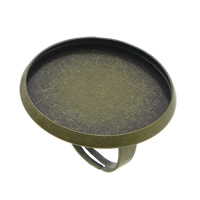 Messing Bezel Ring Base, antiek brons plated, verstelbaar, lood en cadmium vrij, 26.50mm, Binnendiameter:Ca 25mm, Maat:6.5, 100pC's/Lot, Verkocht door Lot