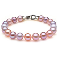 Freshwater Cultured Pearl Bracelet Freshwater Pearl sterling silver clasp Round natural multi-colored 8-9mm Sold Per Approx 6.7 Inch Strand