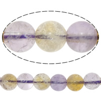 Natural Quartz Jewelry Beads, Ametrine, Round, 6mm, Hole:Approx 1mm, Length:Approx 15.5 Inch, 5Strands/Lot, Approx 67PCs/Strand, Sold By Lot