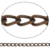 Iron Twist Oval řetěz, Železo, starožitné měděná barva á, Twist oválný řetězu, nikl, olovo a kadmium zdarma, 8x4.50x1.60mm, Délka Cca 50 m